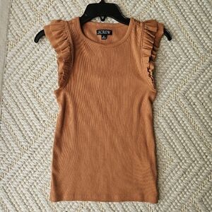 NWT J. Crew Vintage Rib Ruffle-Sleeve Top